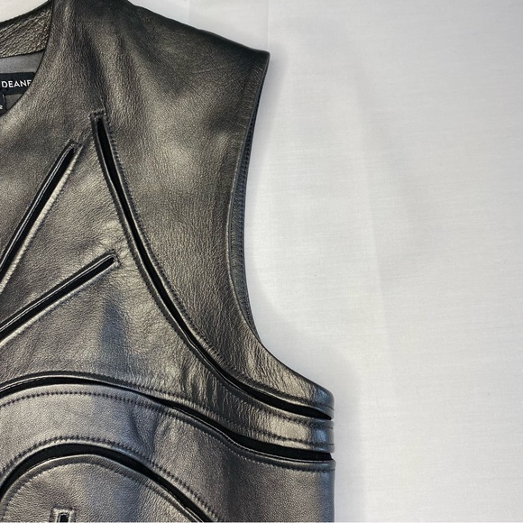 Catherine Deane Leather Sheath Dress Silver Gray/Black Women’s Size 10 or UK 14 - Picture 2 of 12